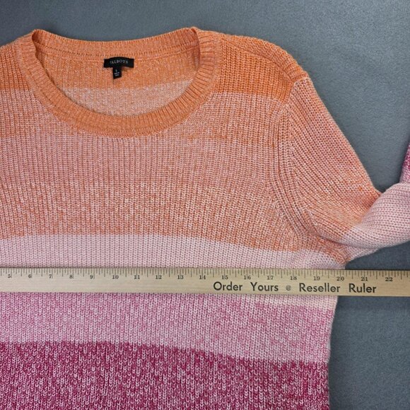 Talbots Sweater Womens Large Pink Orange Ombre Stripe Knit Pima Cotton Colorful - Picture 6 of 10